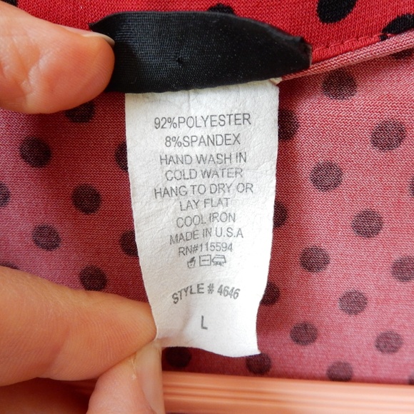Red polka dot blouse top by Vanity - Picture 4 of 4